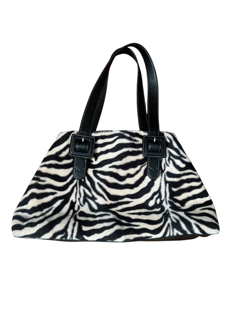 Vintage Liz Claiborne Zebra Print Textured Tote Bag